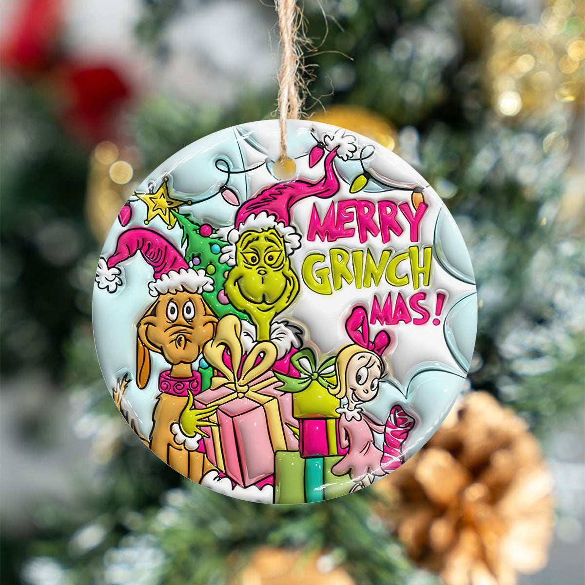 Joyeux Noël - Étole de Noël personnalisée - Ornement rond en céramique