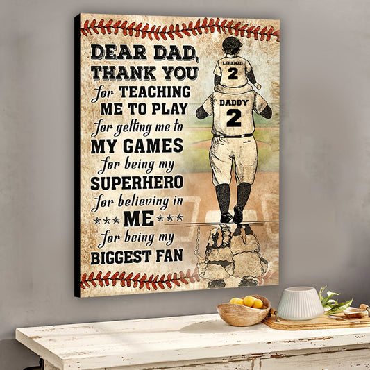 Merci papa, mon plus grand fan ! - Toile et affiche personnalisées sur le thème du baseball