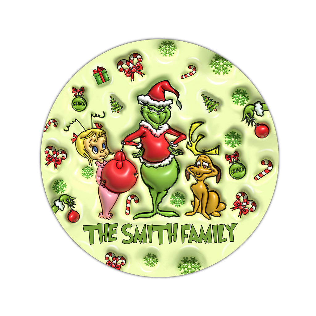 Green Mischief - Tapis rond de Noël personnalisé avec étole