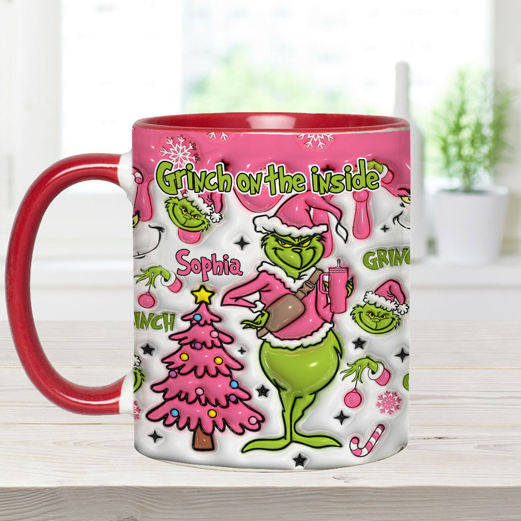 Grincheux à l'intérieur - Mug personnalisé avec étole de Noël