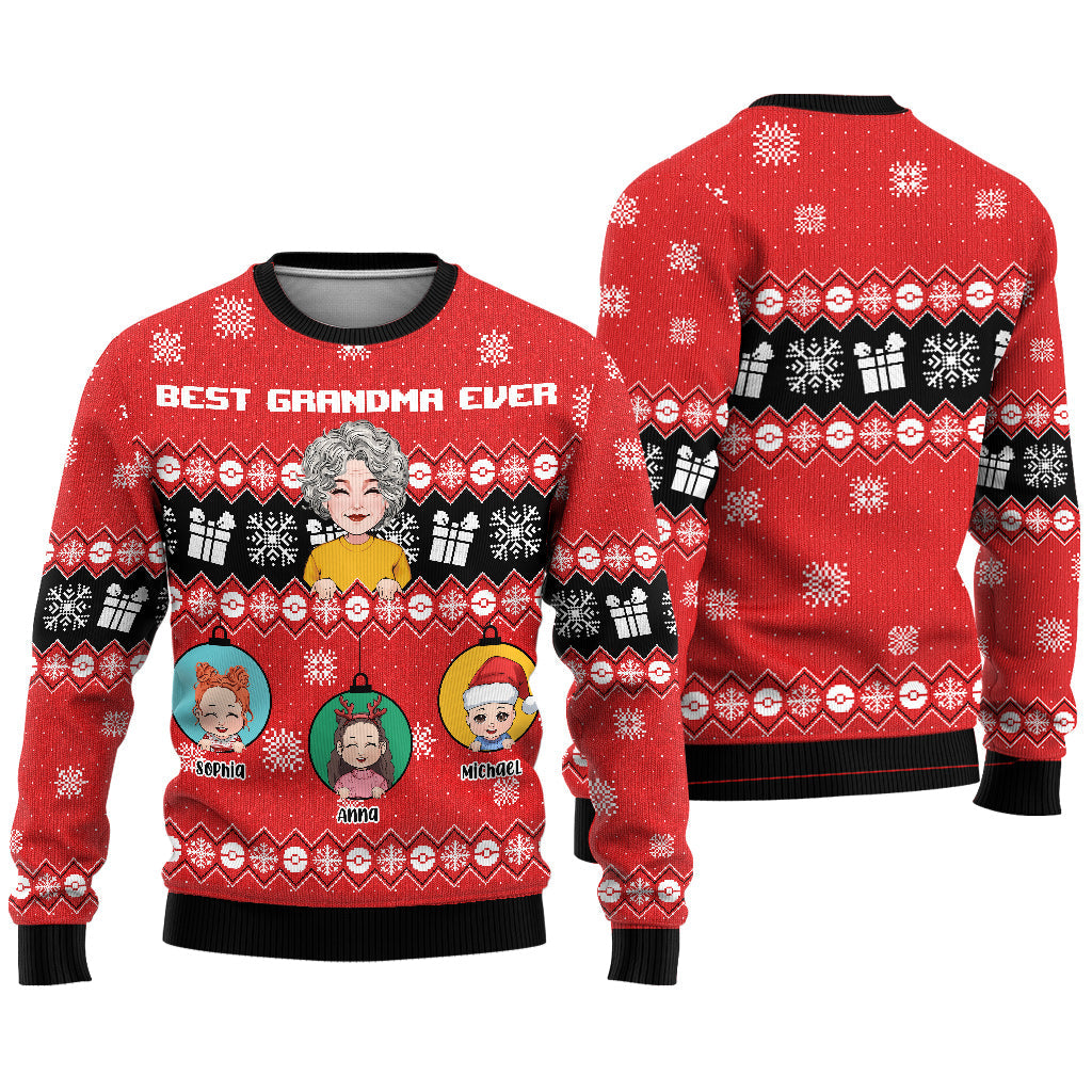 Meilleure grand-mère du monde - Pull moche personnalisé pour grand-mère