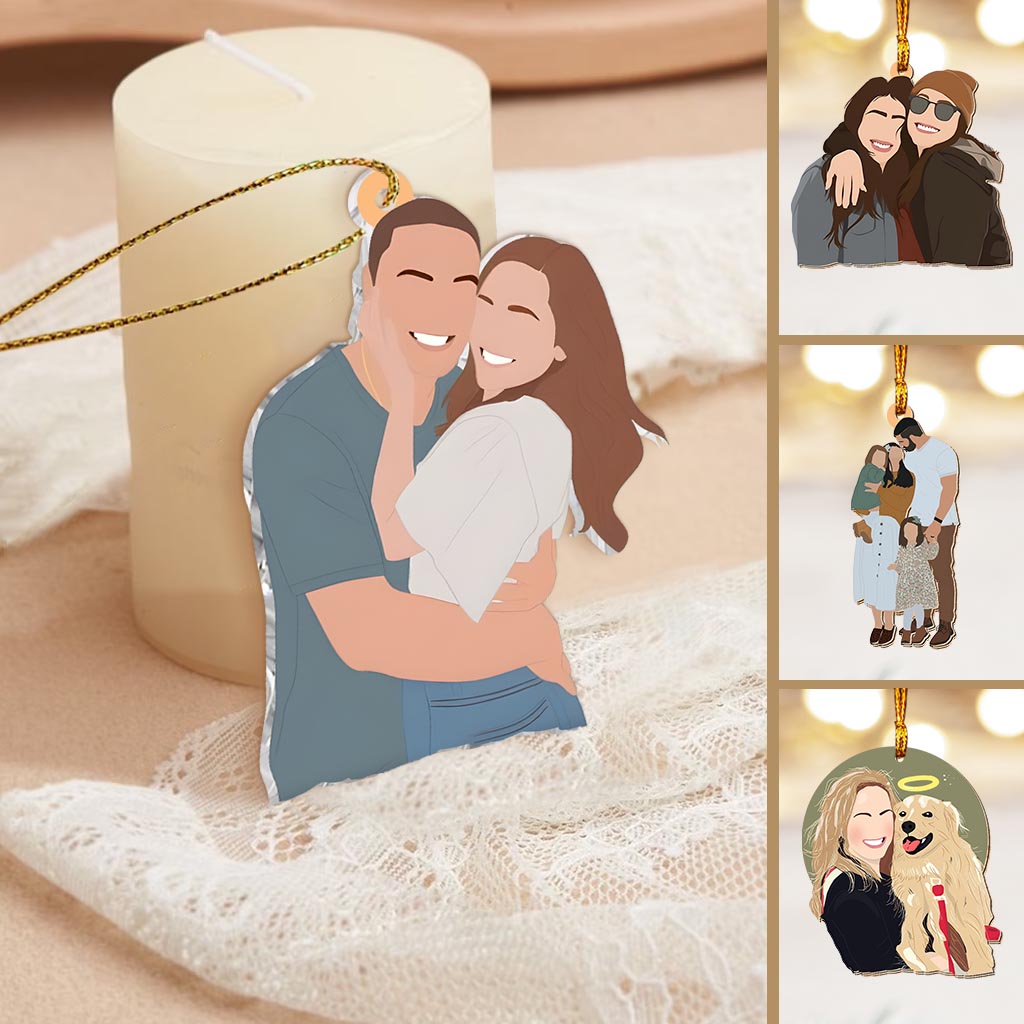 Custom Faceless Portrait Illustration - Personalized Family Ornament