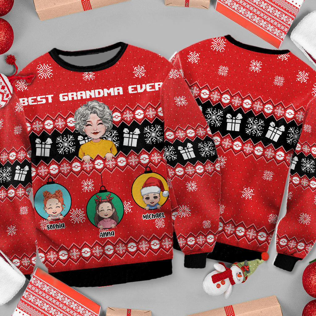 Meilleure grand-mère du monde - Pull moche personnalisé pour grand-mère