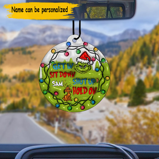 Montez, asseyez-vous, taisez-vous, attendez ! - Désodorisant rond personnalisé en forme d'étole de Noël