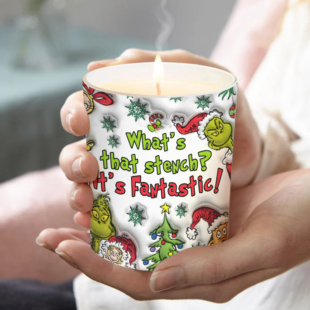 Quelle est cette odeur ? - Bougie de Noël personnalisée en forme d'étole avec couvercle en bois