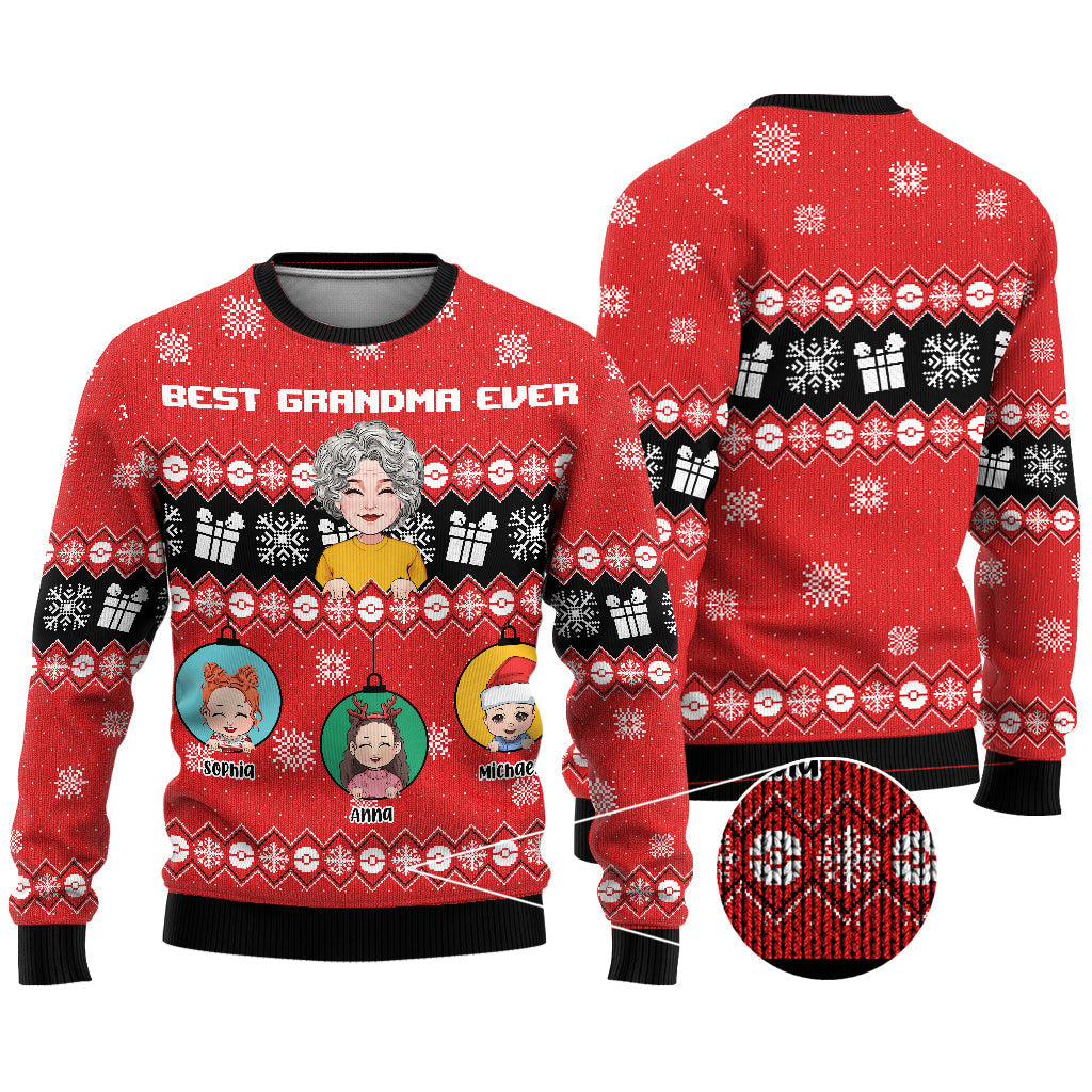 Meilleure grand-mère du monde - Pull moche personnalisé pour grand-mère