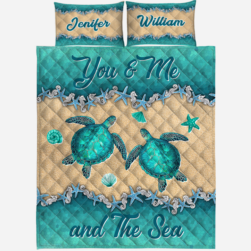 Salty Lil' Beach - Ensemble de courtepointe personnalisé avec tortue