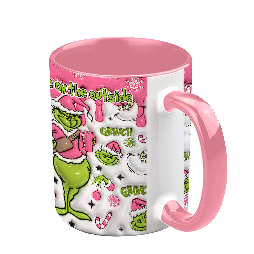 Grincheux à l'intérieur - Mug personnalisé avec étole de Noël