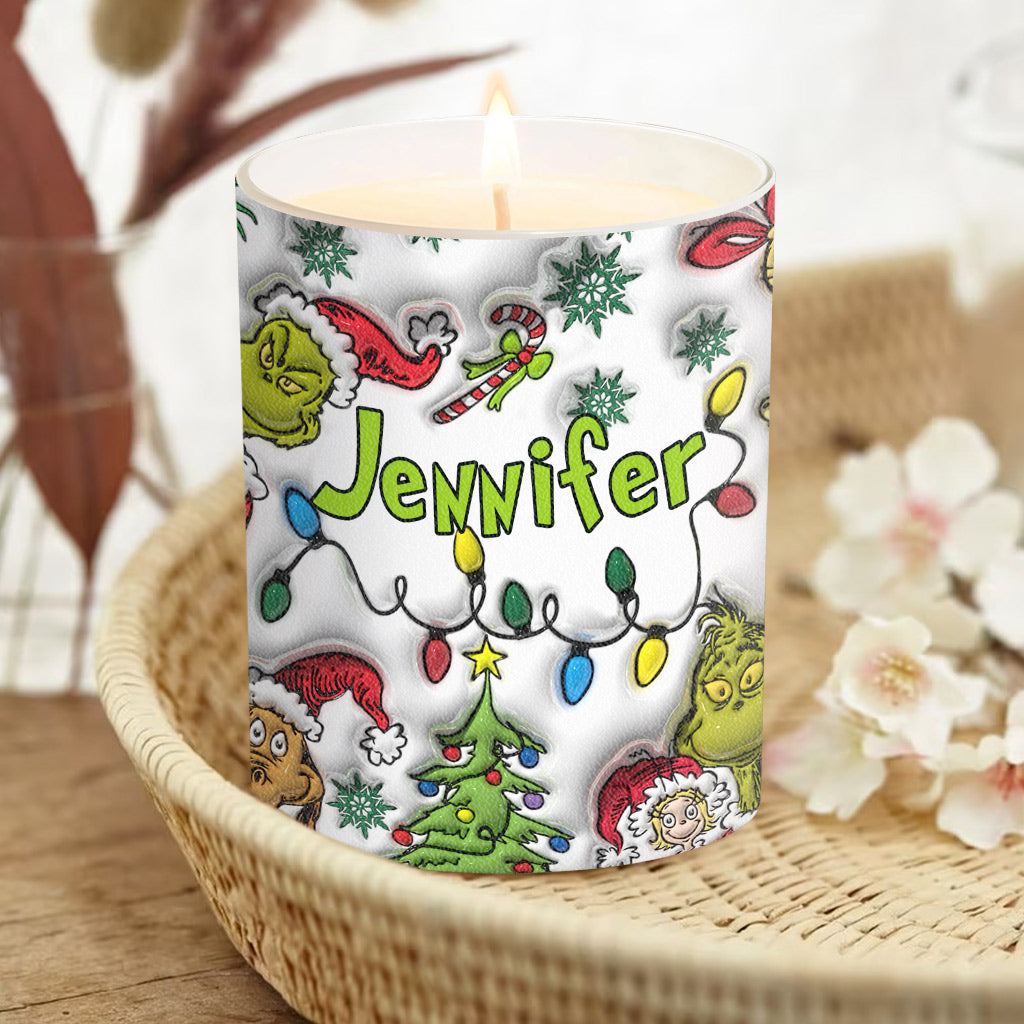 Quelle est cette odeur ? - Bougie de Noël personnalisée en forme d'étole avec couvercle en bois