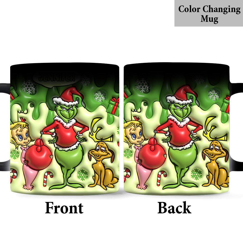 Joyeux Grinchmas - Mug de Noël personnalisé avec étole