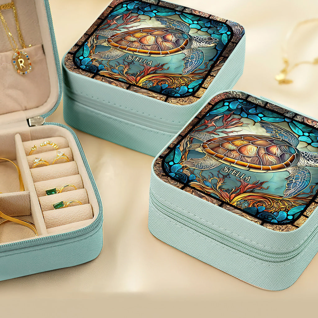 J'adore les tortues - Boîte à bijoux personnalisée en forme de tortue