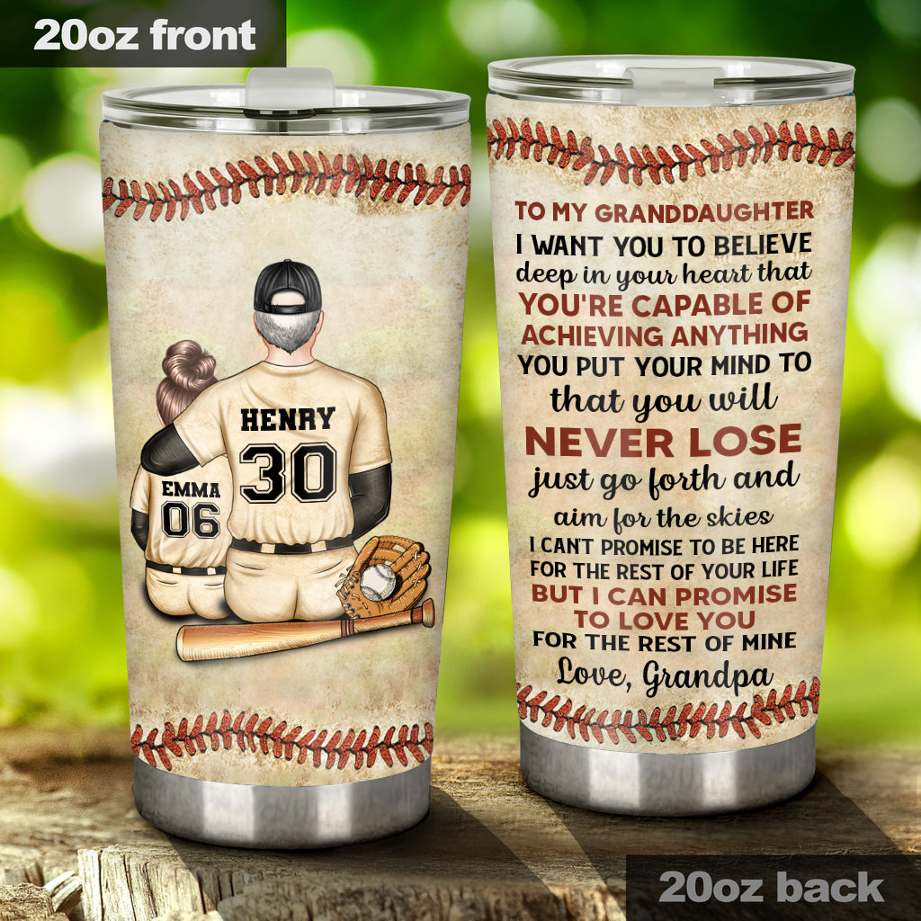 Je veux que tu y croies profondément - Cadeau de baseball pour fils, fille, petite-fille, petit-fils - Gobelet personnalisé