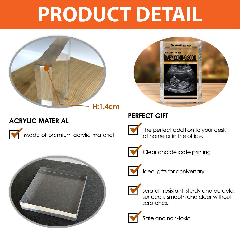 Baby Coming Soon - Personalized Mother Custom Shaped Acrylic Plaque