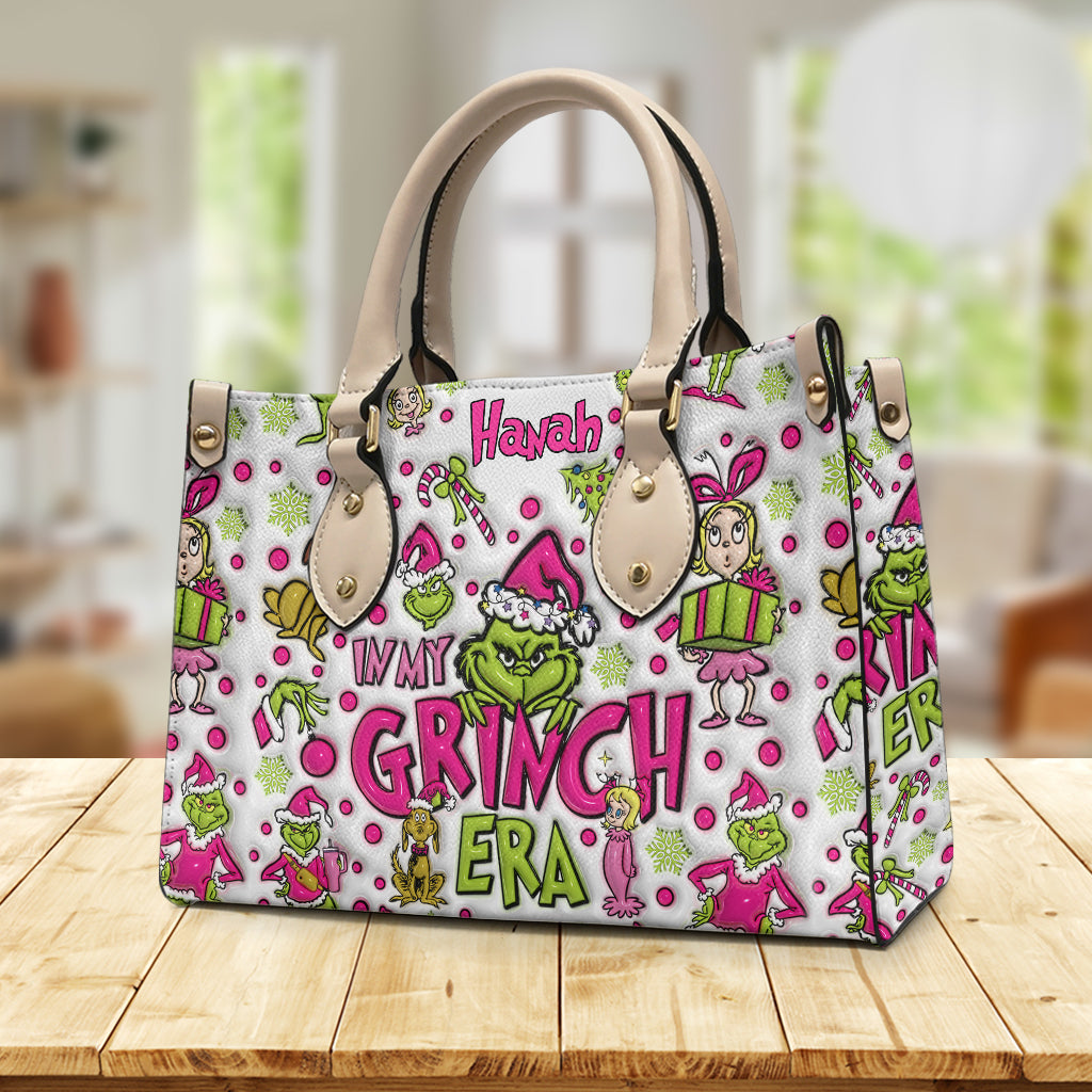 In My Pink Area - Personalized Stole Christmas Leather Handbag