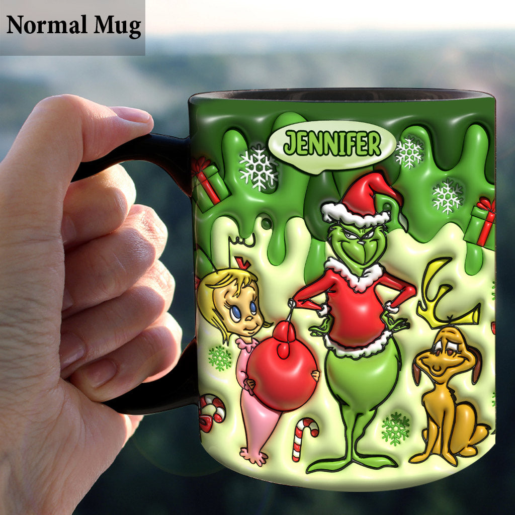 Joyeux Grinchmas - Mug de Noël personnalisé avec étole
