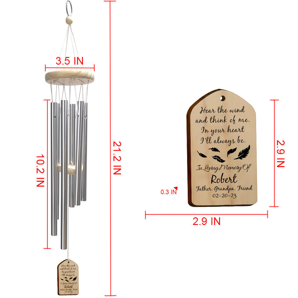 Écoute le vent et pense à moi - Carillon commémoratif personnalisé - Cadeau de deuil