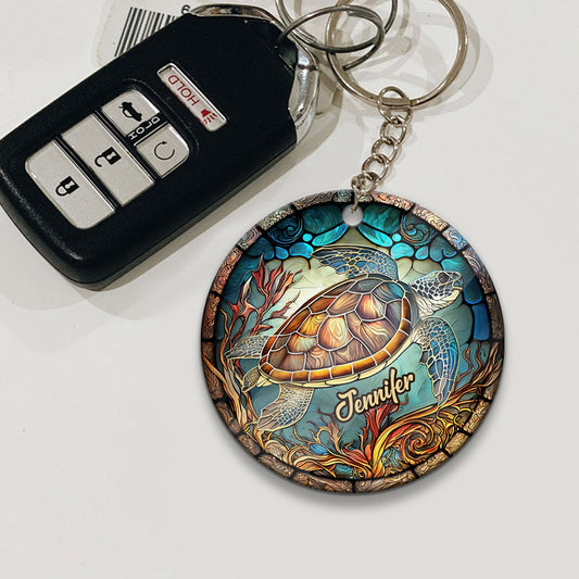 Porte-clés tortue personnalisé « J’adore les tortues »