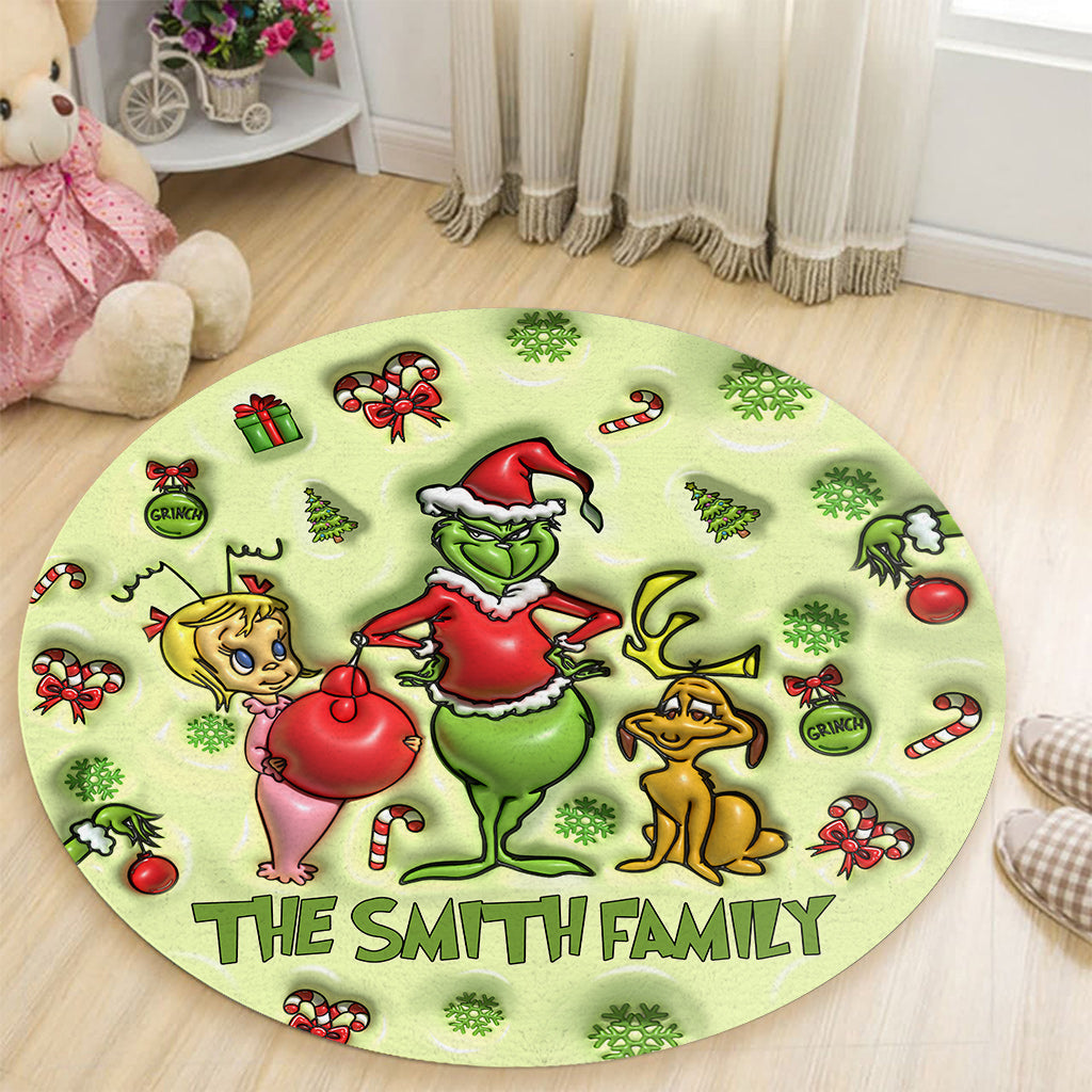 Green Mischief - Tapis rond de Noël personnalisé avec étole