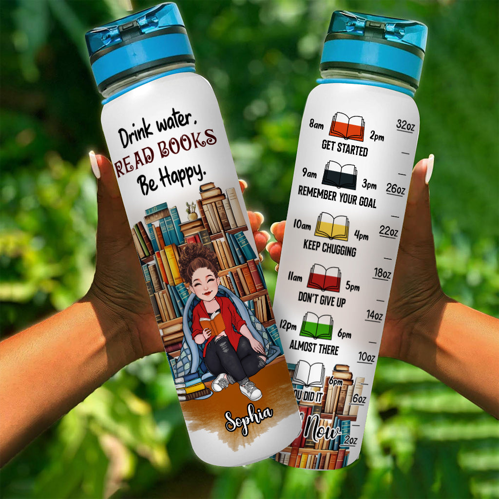 Lire le livre « Soyez heureux » - Gourde personnalisée avec suivi de l'hydratation