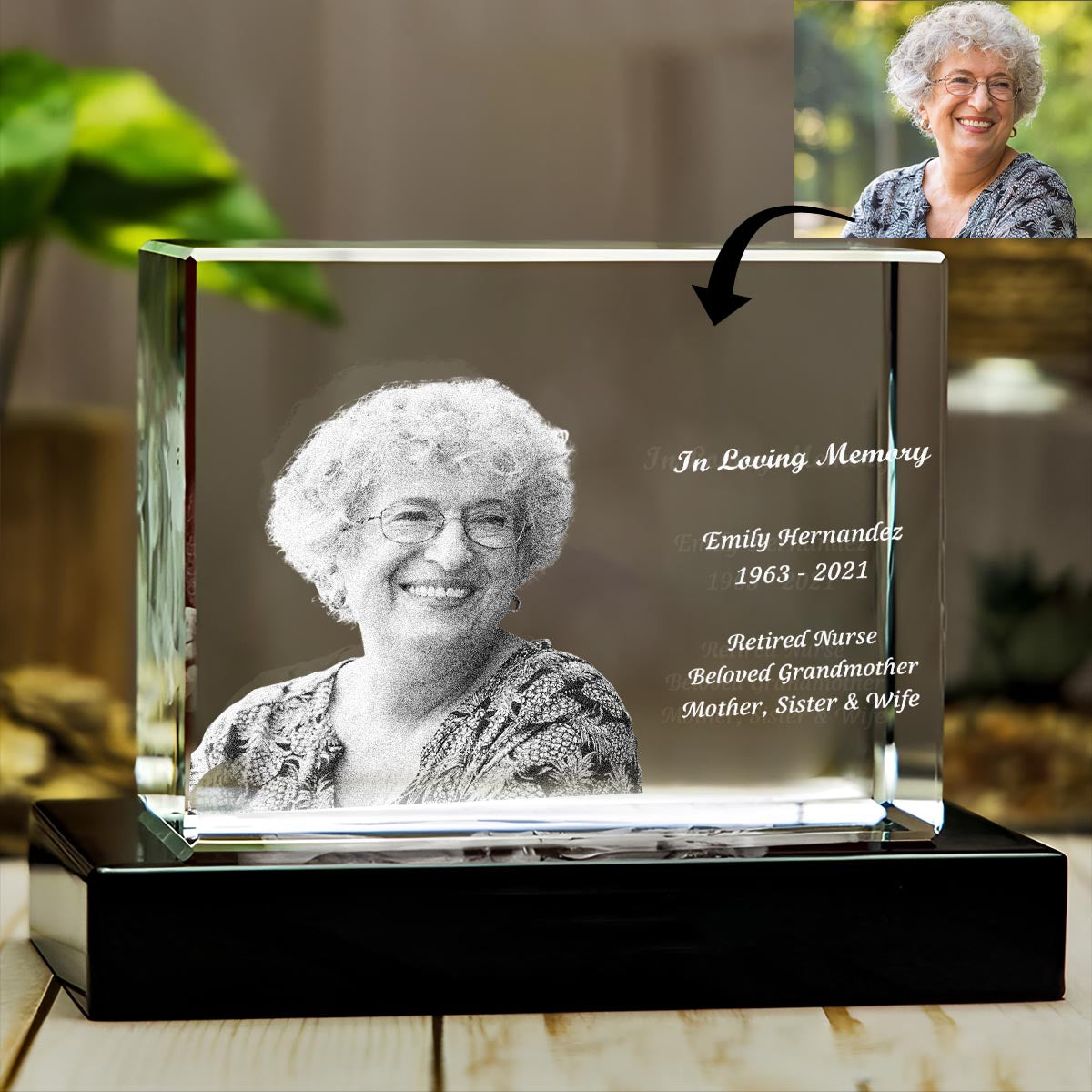 Custom Cuboid Personalized Custom 3d Crystal Cuboid Shaped Gift For Loss On Memorial ...