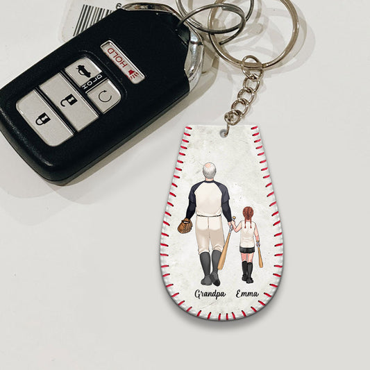 #1 Papa de baseball - Cadeau de baseball pour papa ou grand-père - Porte-clés personnalisé