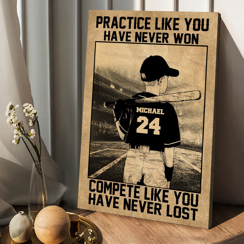 Entraîne-toi comme si tu n'avais jamais gagné - Toile et affiche de baseball personnalisées