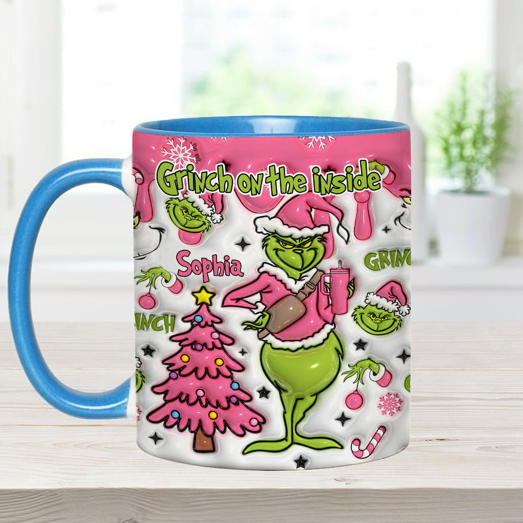 Grincheux à l'intérieur - Mug personnalisé avec étole de Noël