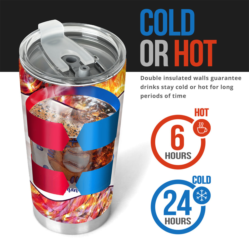 Maman de joueuse de baseball/softball - Gobelet personnalisé sur le thème du baseball