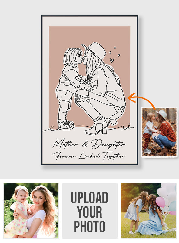 Portrait au trait personnalisé - Toile et affiche personnalisées pour maman