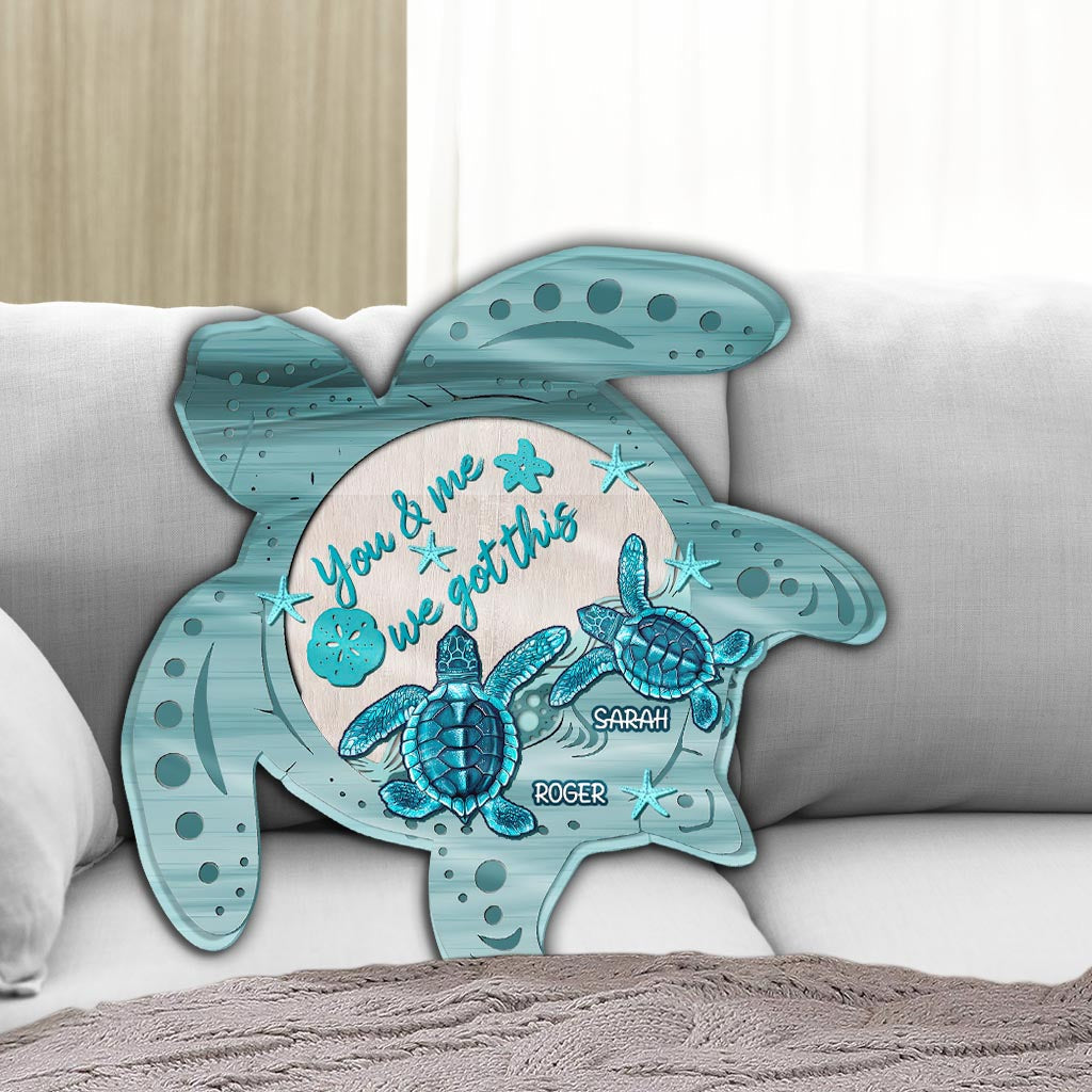 Turtley Awesome Couple - Personalized Turtle Shaped Pillow