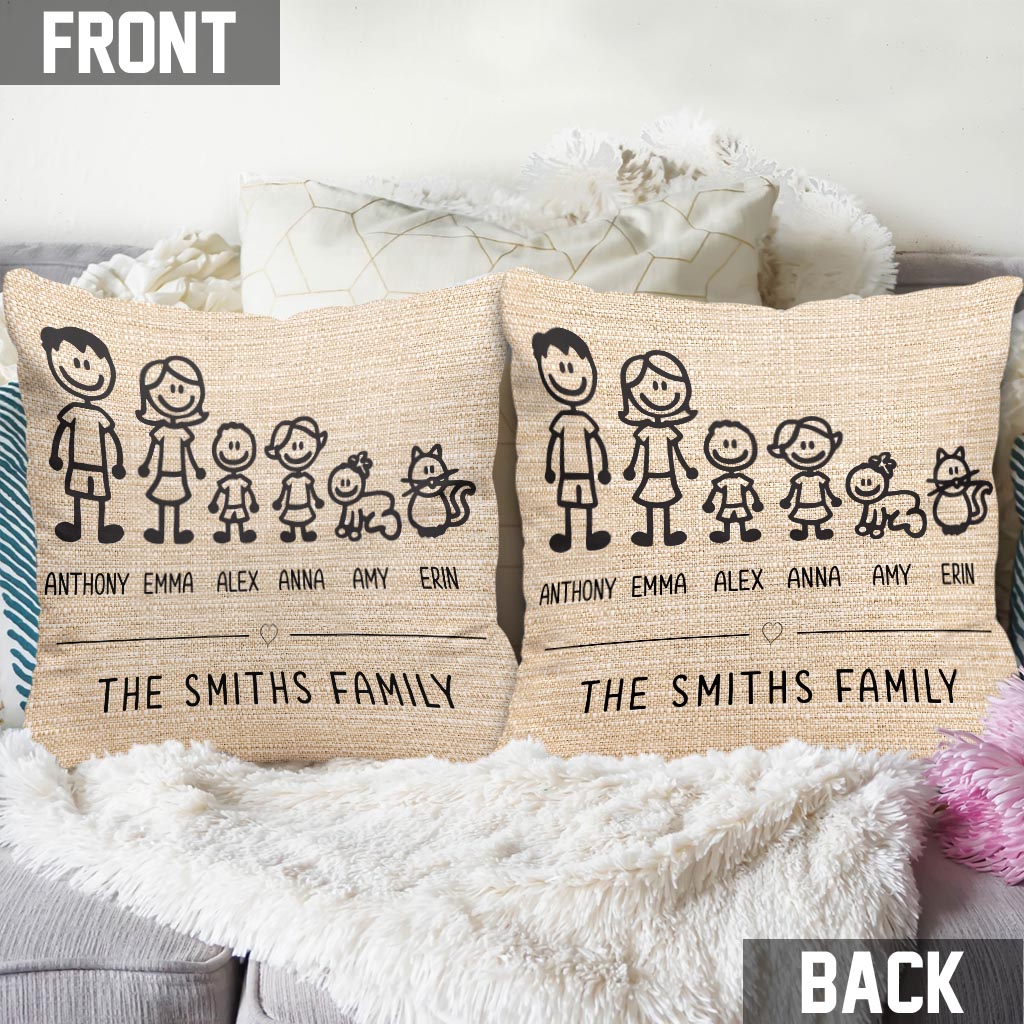 Ma famille - Coussin décoratif personnalisé pour la famille