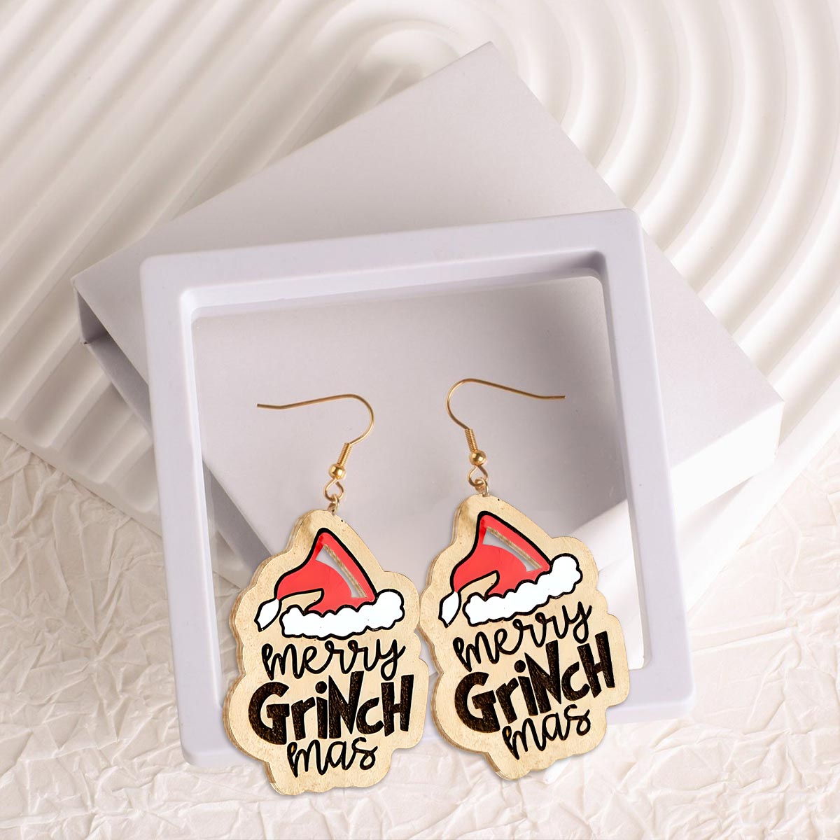 Joyeux Noël - Boucles d'oreilles en bois Stole Christmas
