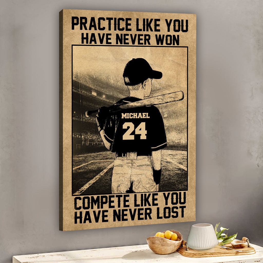 Entraîne-toi comme si tu n'avais jamais gagné - Toile et affiche de baseball personnalisées