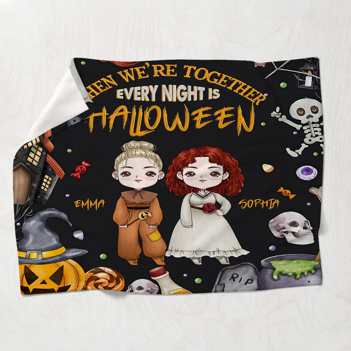 When We're Together Every Night Is Halloween - Personalized Bestie Blanket