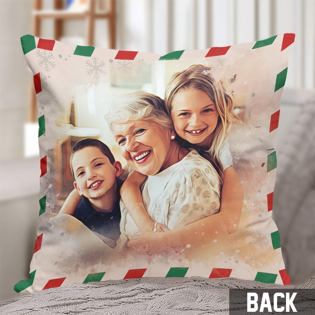 Carte postale « Chère Nana » - Coussin décoratif personnalisé pour grand-mère