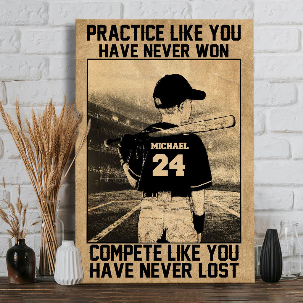 Entraîne-toi comme si tu n'avais jamais gagné - Toile et affiche de baseball personnalisées