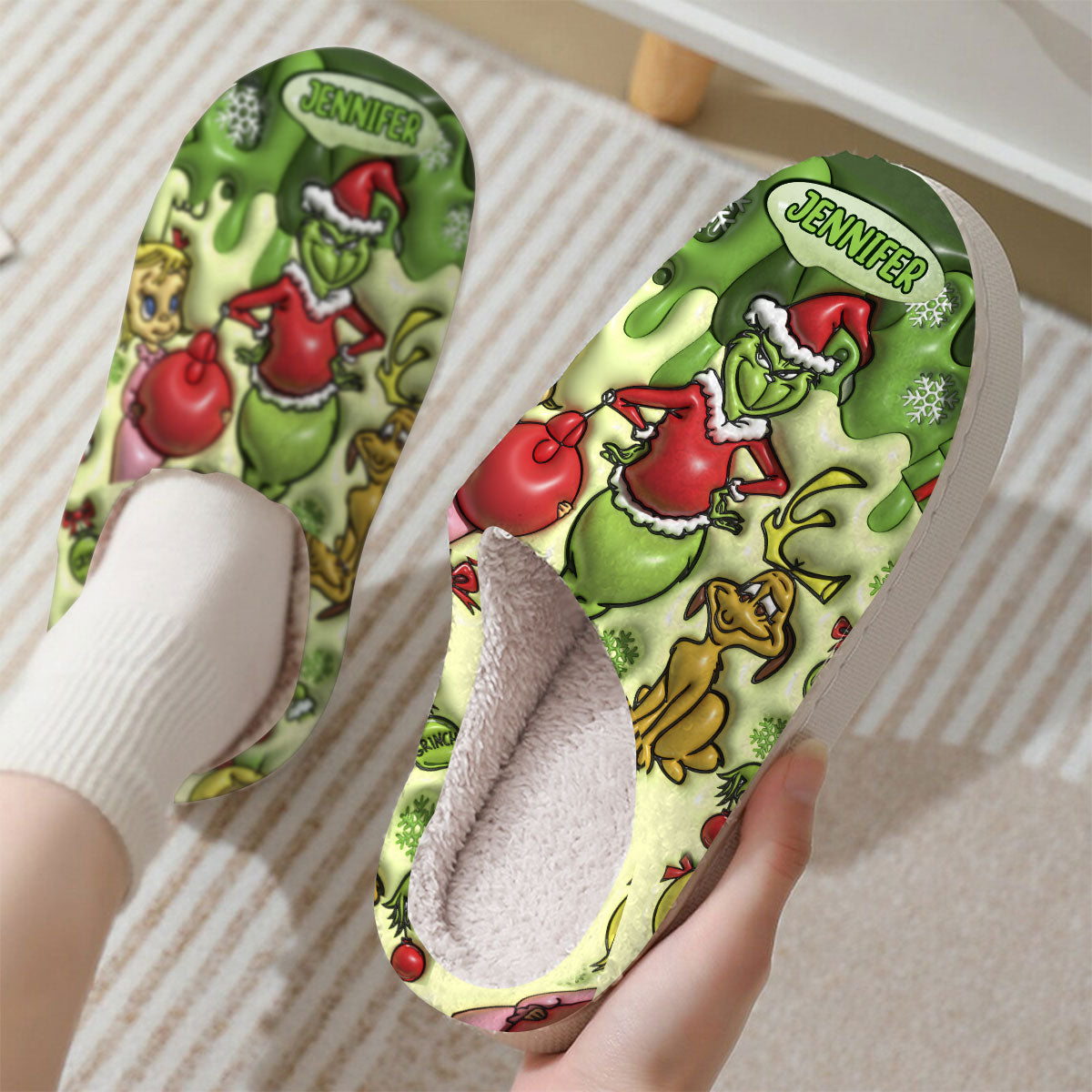 Merry Grinchmas - Personalized Stole Christmas Slippers