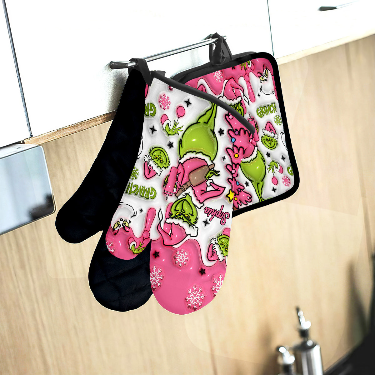Merry Grinchmas - Personalized Stole Christmas Oven Mitts & Pot Holder Set