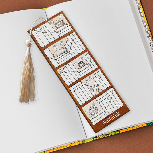 Carnet de lecture des quatre saisons - Marque-page personnalisé