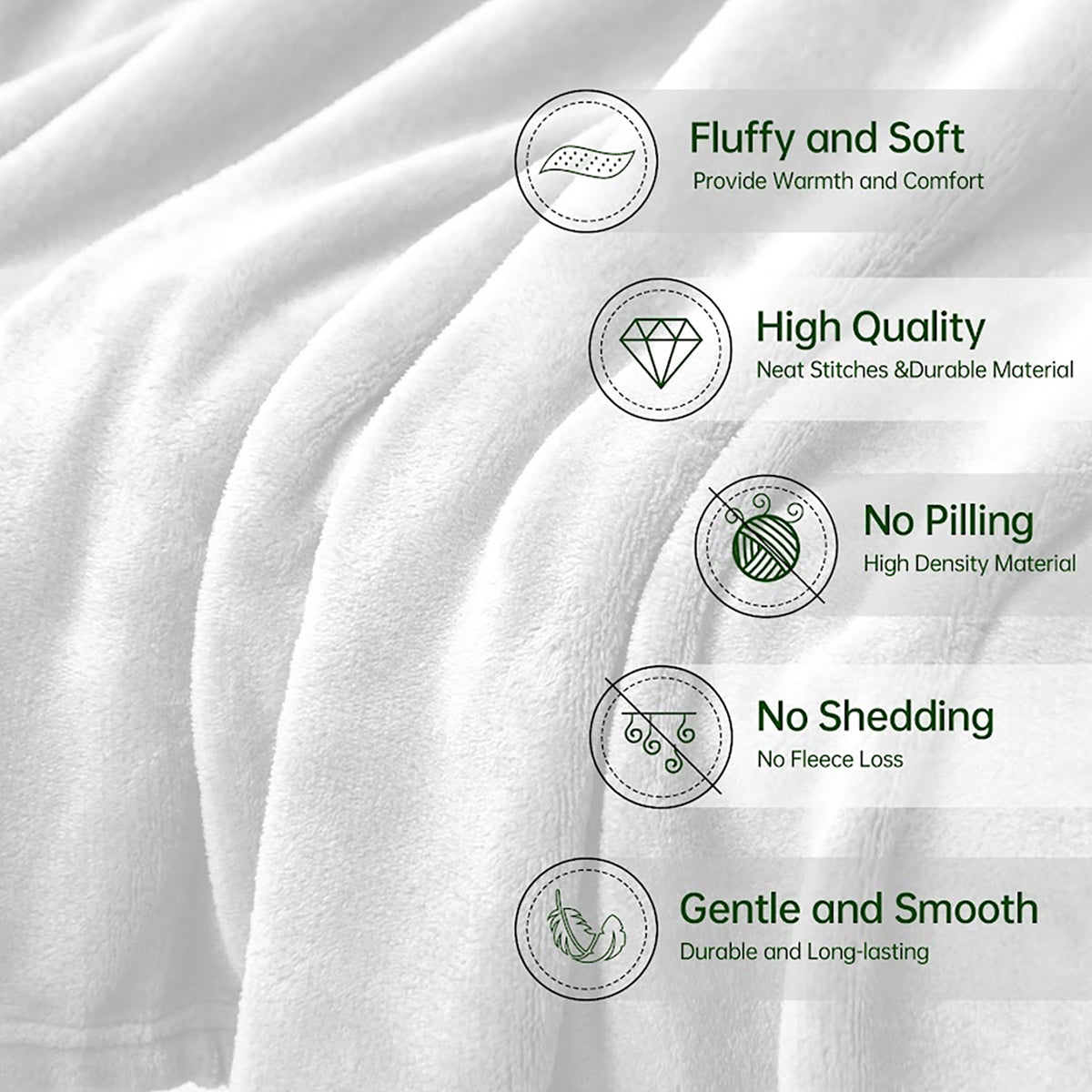 Couverture personnalisée avec flocons de neige verts et prénom au choix