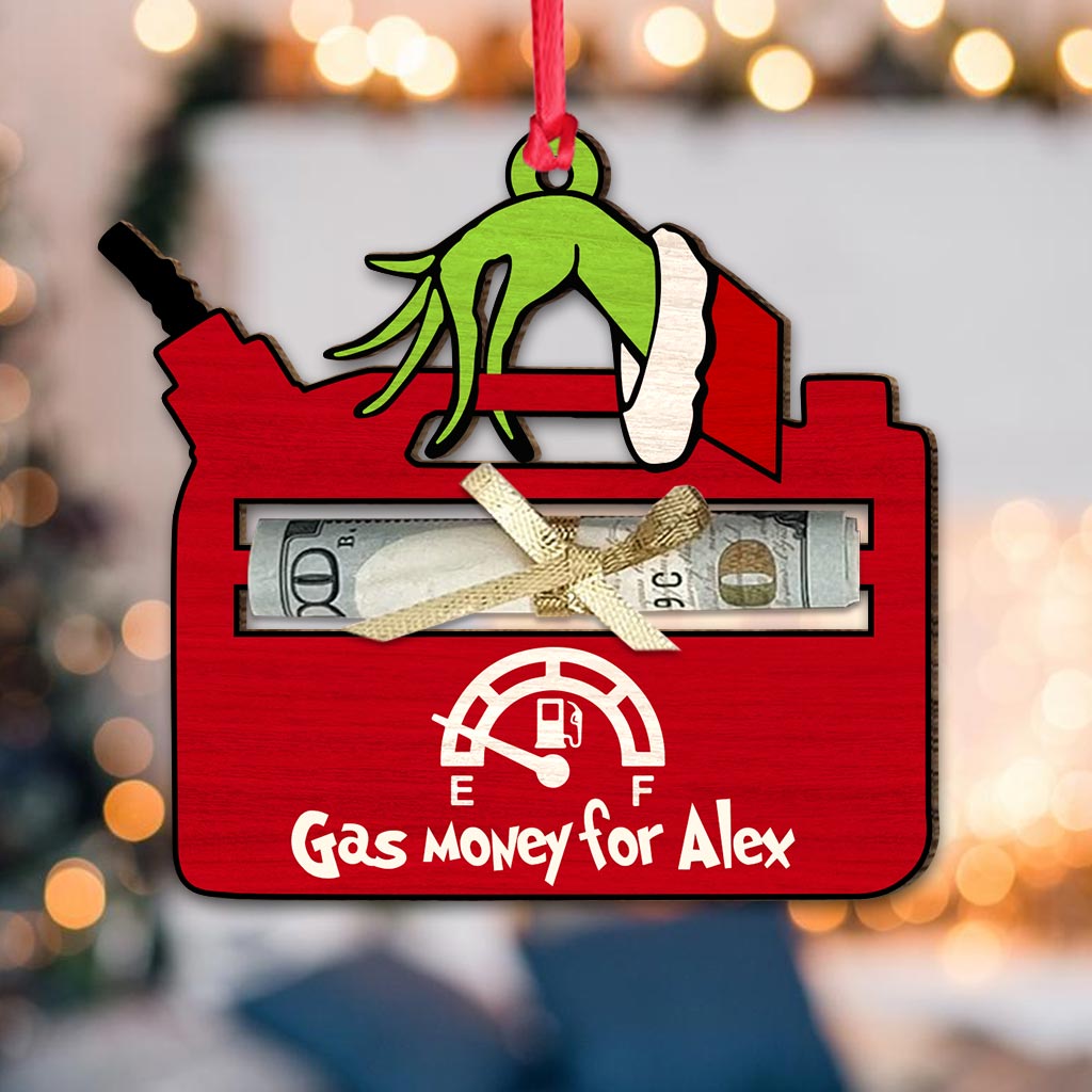 Gas Money Green Mischief - Ornement de Noël personnalisé en forme d'étole