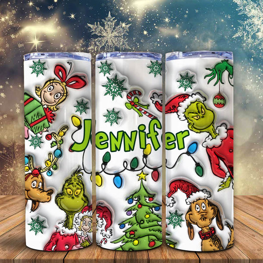 Joyeux Grinchmas - Gobelet isotherme personnalisé avec étole de Noël