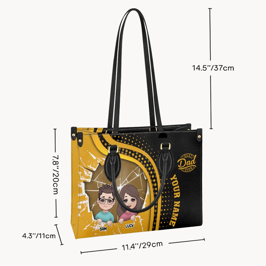 Meilleur papa du monde - Sac à main en cuir personnalisé pour papa