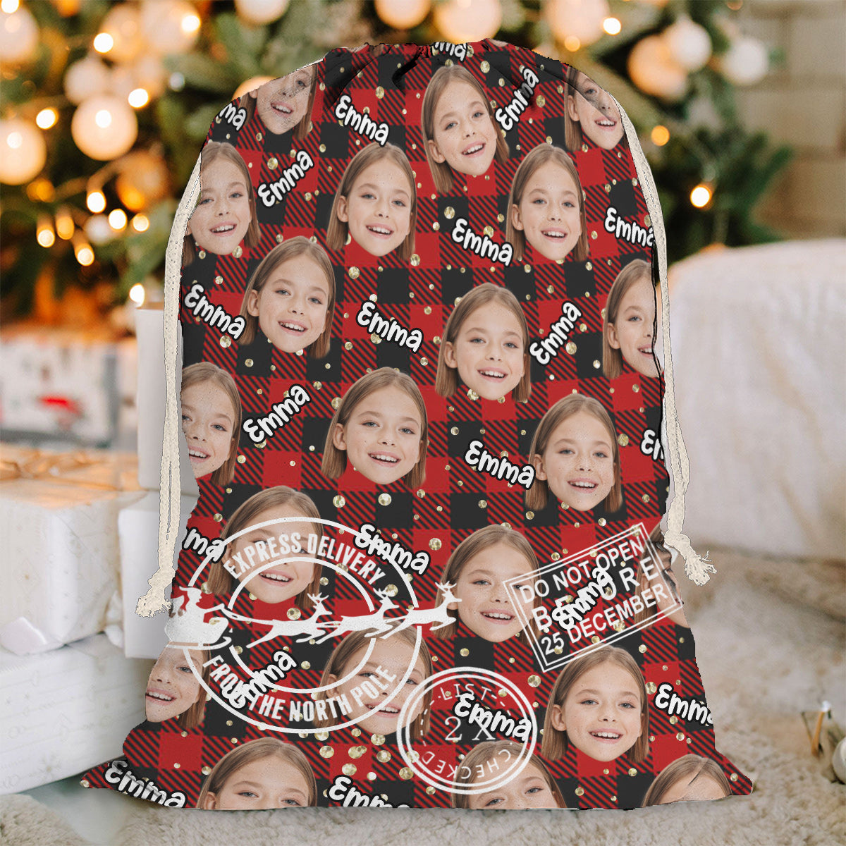 Cute Faces Christmas Special Delivery - Personalized Grandma Christmas Tote Bag