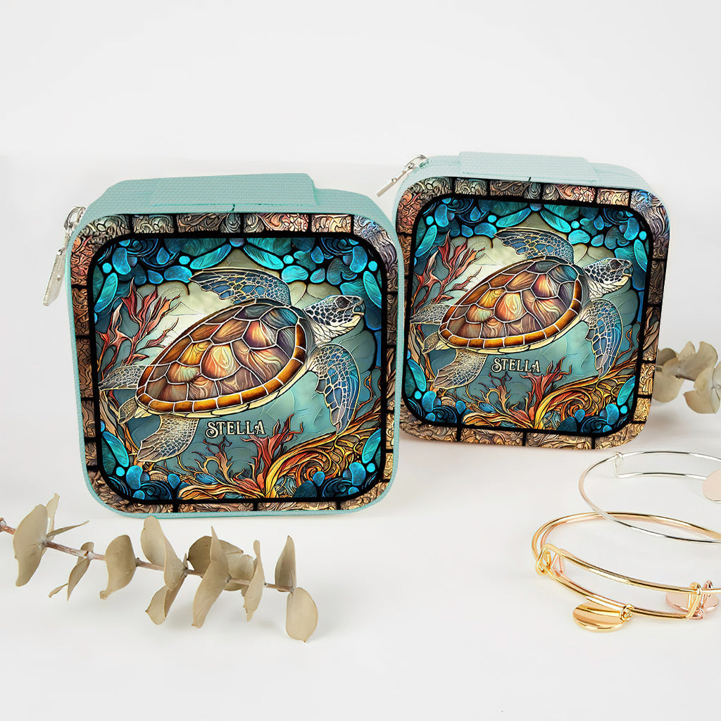 J'adore les tortues - Boîte à bijoux personnalisée en forme de tortue