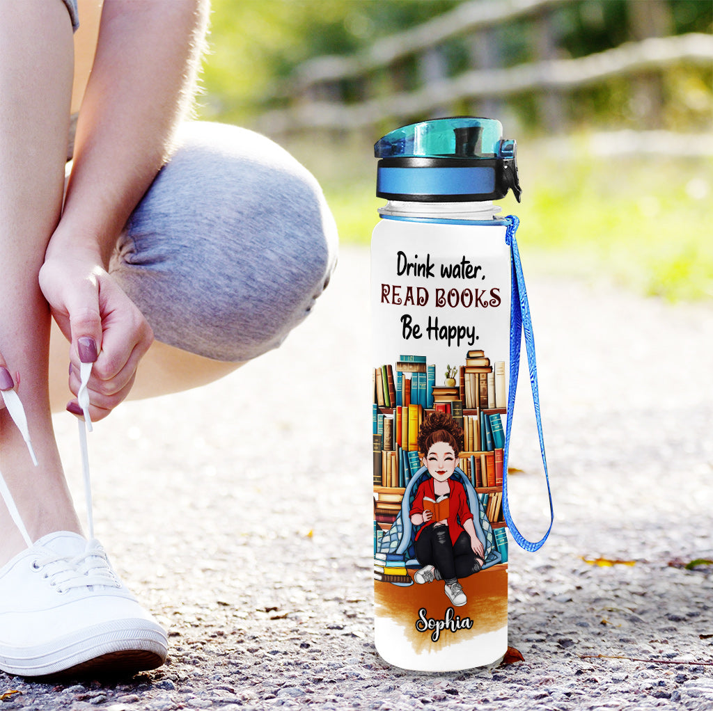 Lire le livre « Soyez heureux » - Gourde personnalisée avec suivi de l'hydratation