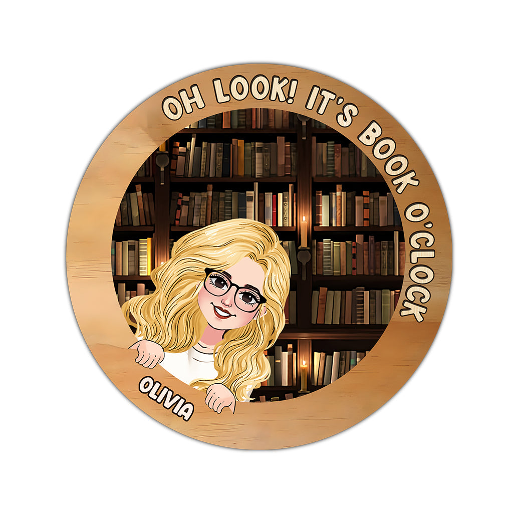 C'est l'heure du livre ! - Tapis rond personnalisé en forme de livre