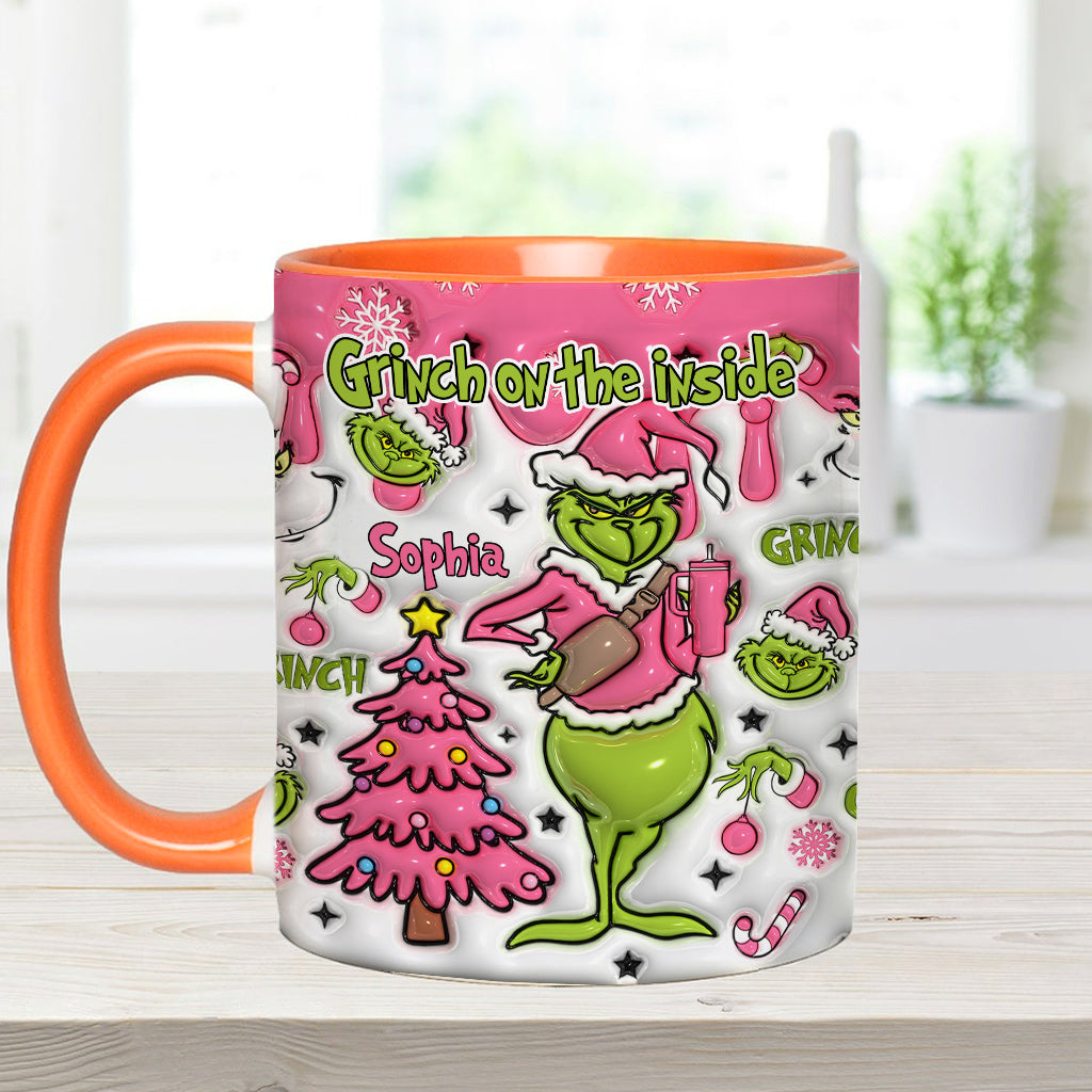 Grincheux à l'intérieur - Mug personnalisé avec étole de Noël