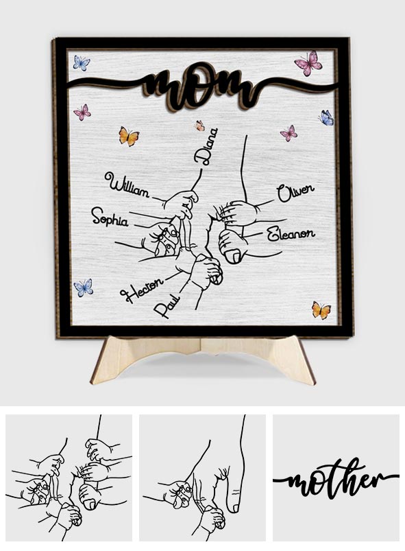 Tiens-moi la main - Plaque en bois personnalisée « Grand-mère » à 2 couches