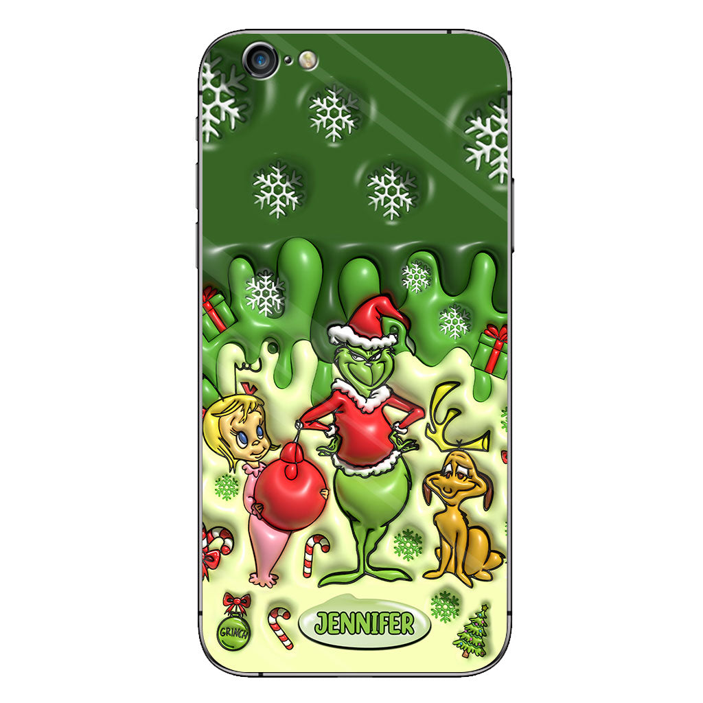 Joyeux Grinchmas - Coque de téléphone personnalisée avec étole de Noël